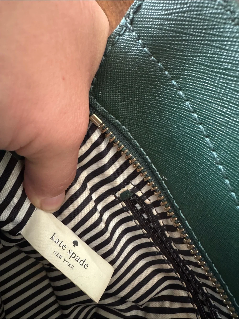 kate spade Hunter Green Leather Satchel with Removable Strap